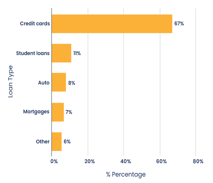 Distribution of loan types by number of accounts